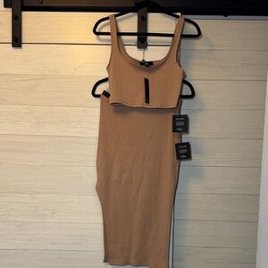 Lulus Tan Two Piece Midi Dress